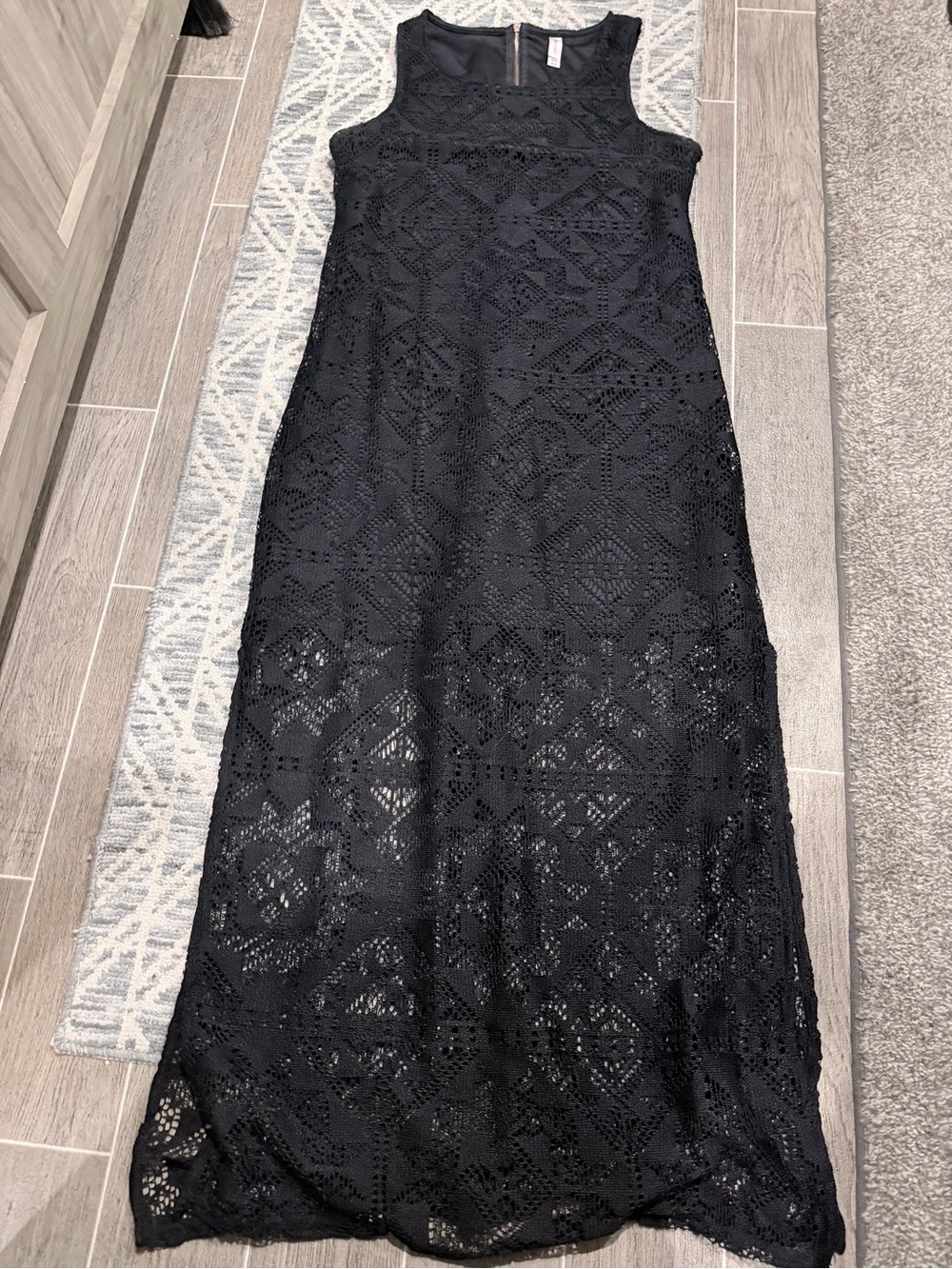 Black crochet maxi with liner